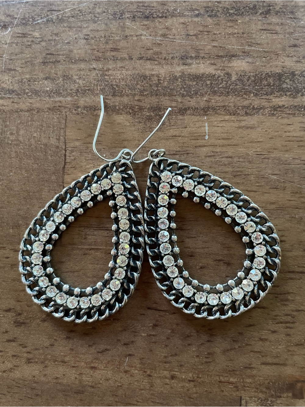 Premier Designs Teardrop Dangle Earrings - Silver with Clear Rhinestones